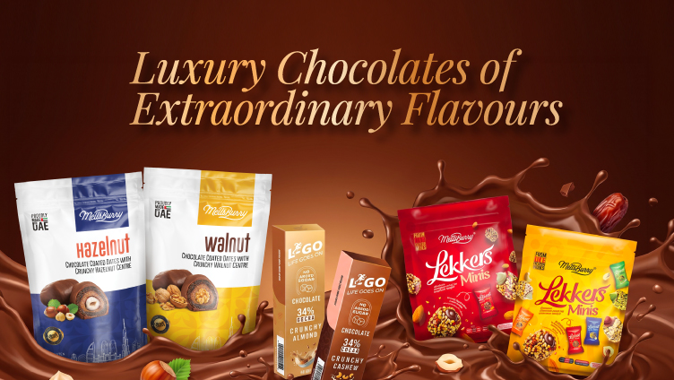 Olmec Sweets luxury chocolate collection featuring premium chocolate-coated dates, Lekkers Minis, and no-added-sugar chocolates with extraordinary flavours in the UAE.
